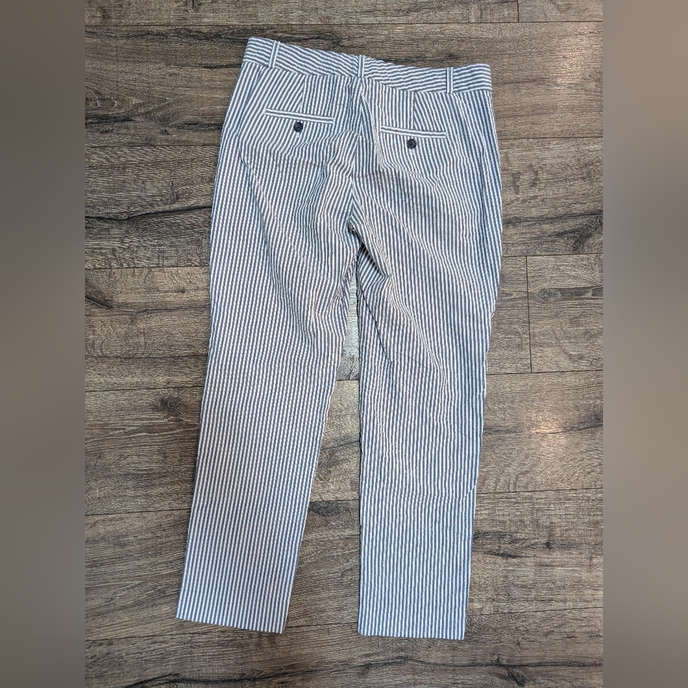 Banana Republic Size 2 Pants Trousers Seer Sucker Cropped Ankle Straight Leg - Picture 2 of 8